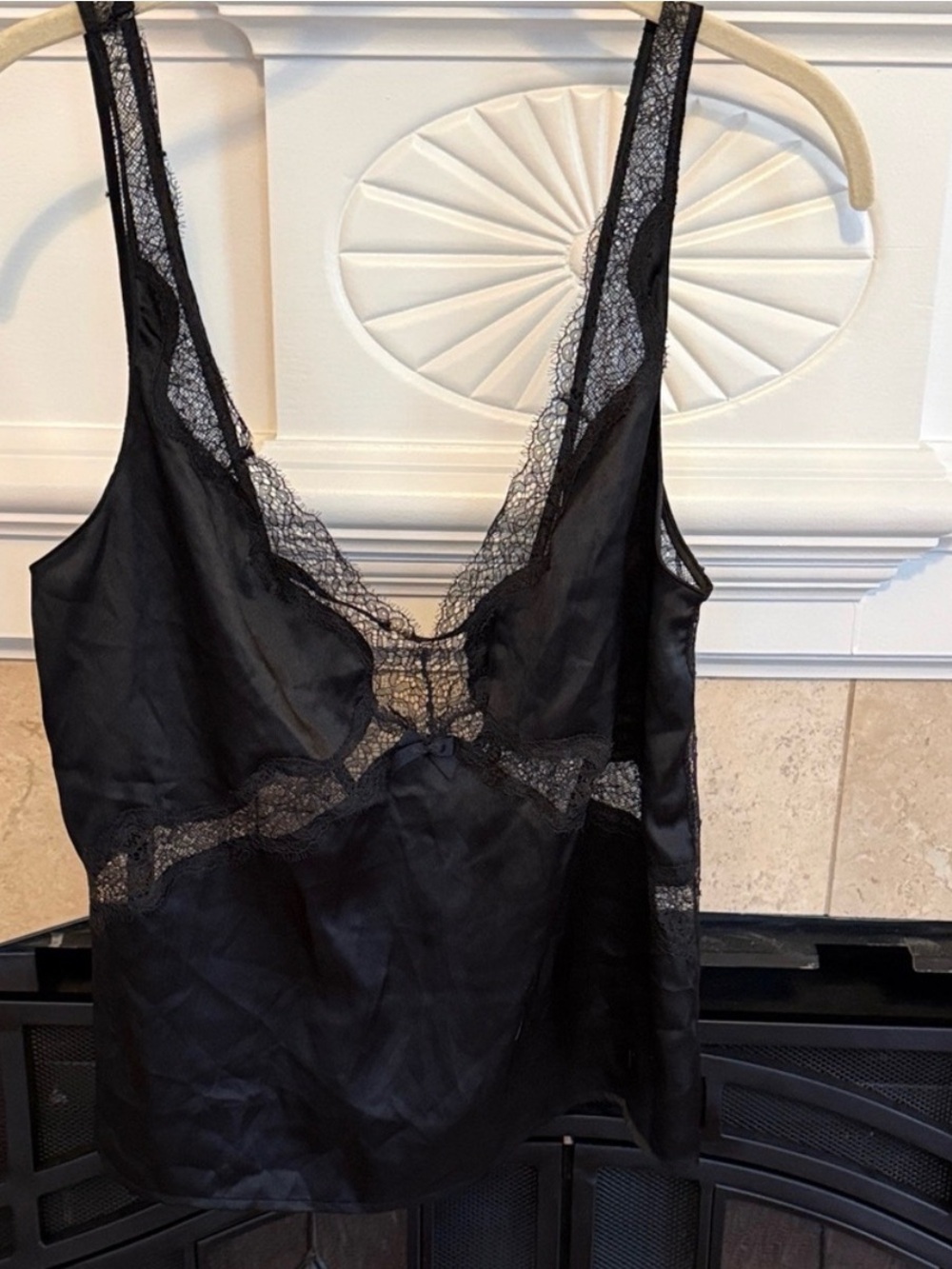 Victoria’s Secret Black Satin Lace Lingerie Cami Bustier Top L